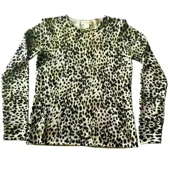 EUC Vintage Peck & Peck Cashmere Leopard Print Sweater Size M - Picture 1 of 3